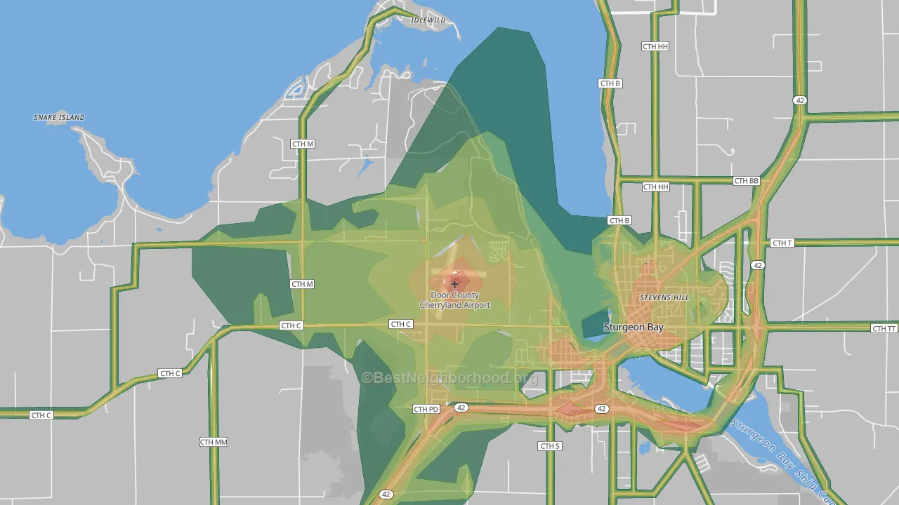 Idlewild, WI Map of Noise Levels in Idlewild