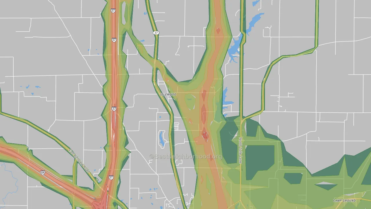Idlewood, IL Map of Noise Levels in Idlewood
