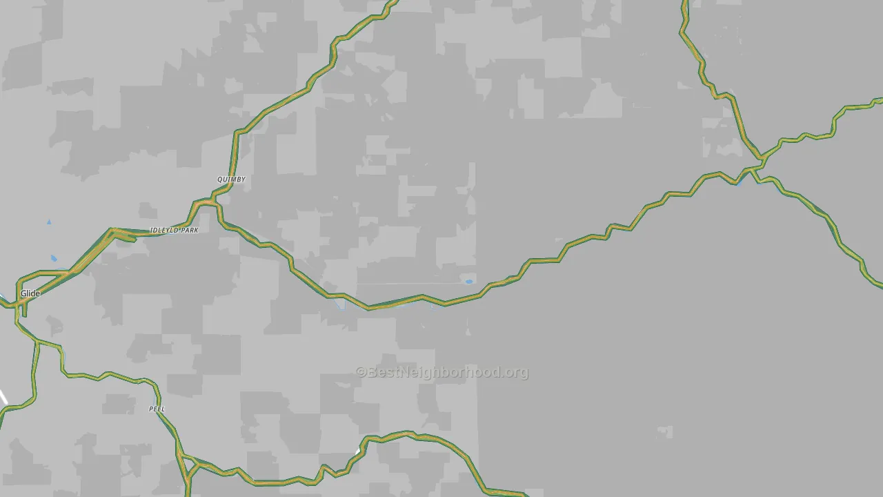 Idleyld Park, OR Map of Noise Levels in Idleyld Park