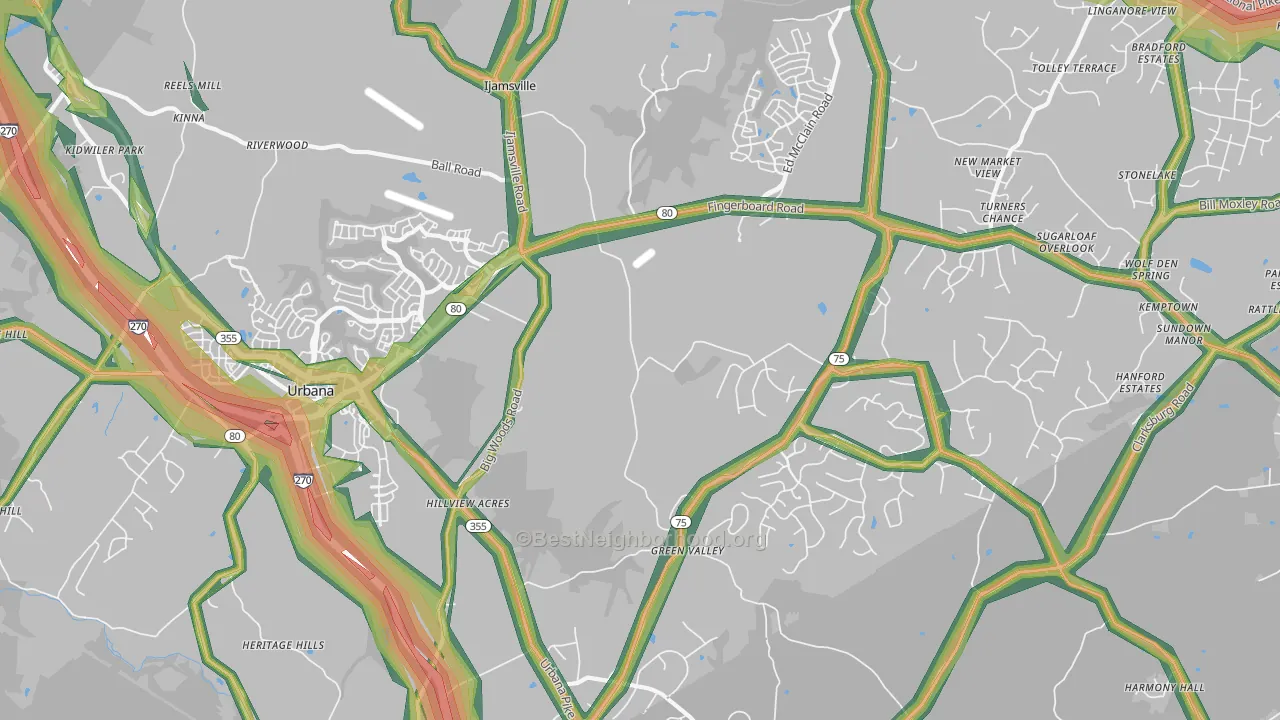 Ijamsville, MD Map of Noise Levels in Ijamsville