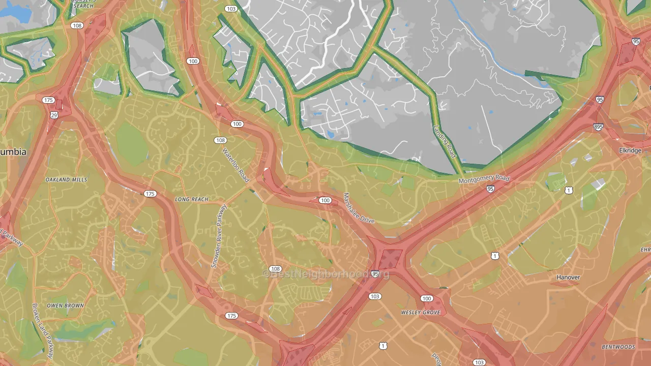 Ilchester, MD Map of Noise Levels in Ilchester