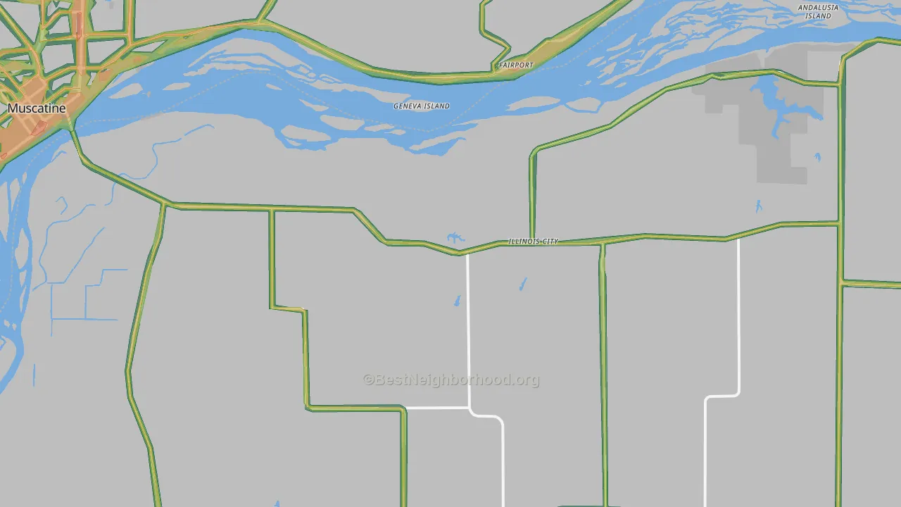 Illinois City, IL Map of Noise Levels in Illinois City