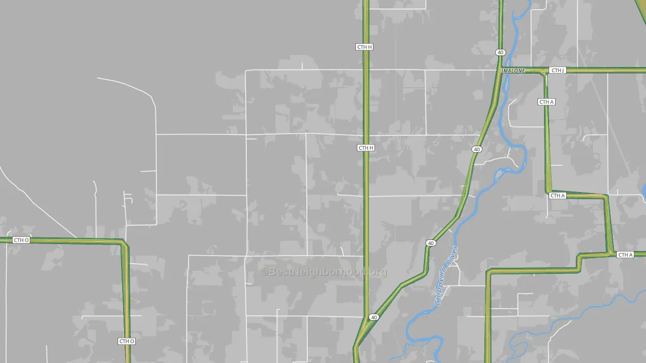 Imalone, WI Map of Noise Levels in Imalone