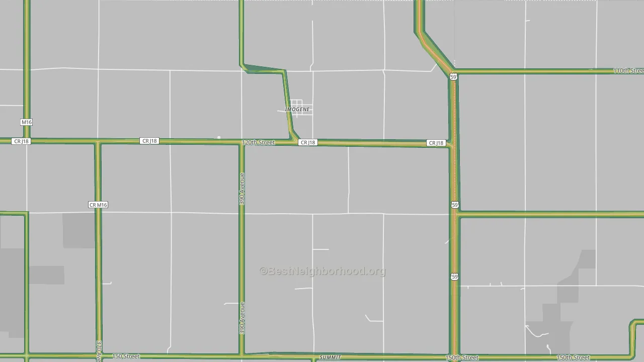 Imogene, IA Map of Noise Levels in Imogene