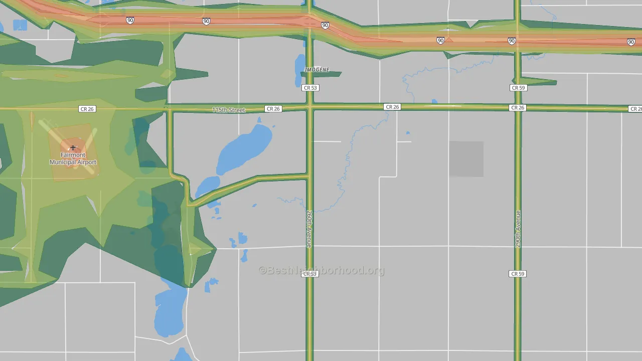 Imogene, MN Map of Noise Levels in Imogene