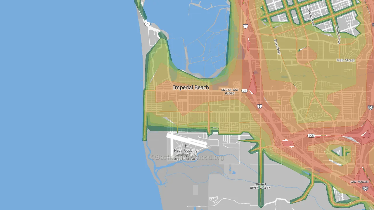 Imperial Beach, CA Map of Noise Levels in Imperial Beach