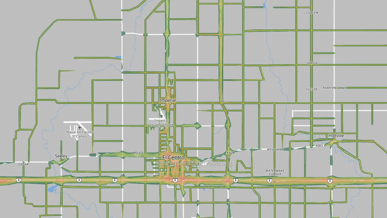 Imperial County, CA Map of Noise Levels in Imperial County