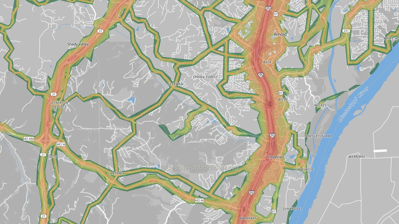 Imperial, MO Map of Noise Levels in Imperial