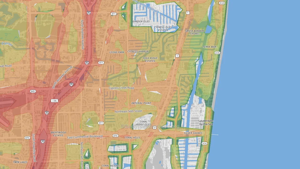 Imperial Point, Fort Lauderdale, FL Map of Noise Levels in Imperial Point