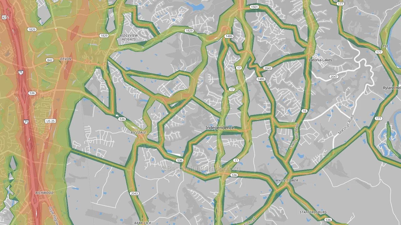 Independence, KY Map of Noise Levels in Independence