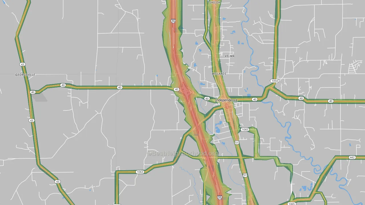 Independence, LA Map of Noise Levels in Independence