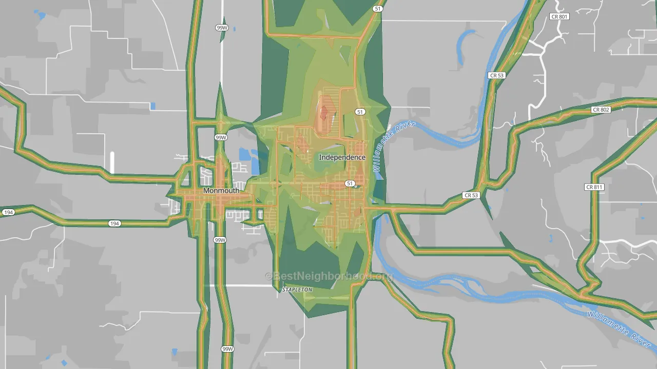 Independence, OR Map of Noise Levels in Independence