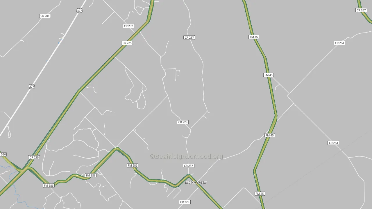 Indian Creek, TX Map of Noise Levels in Indian Creek