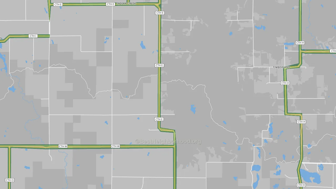 Indian Creek, WI Map of Noise Levels in Indian Creek