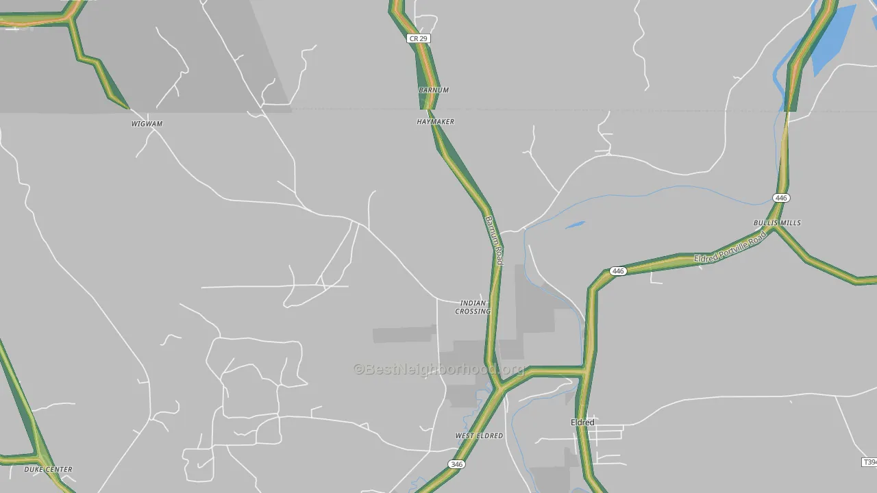 Indian Crossing, PA Map of Noise Levels in Indian Crossing