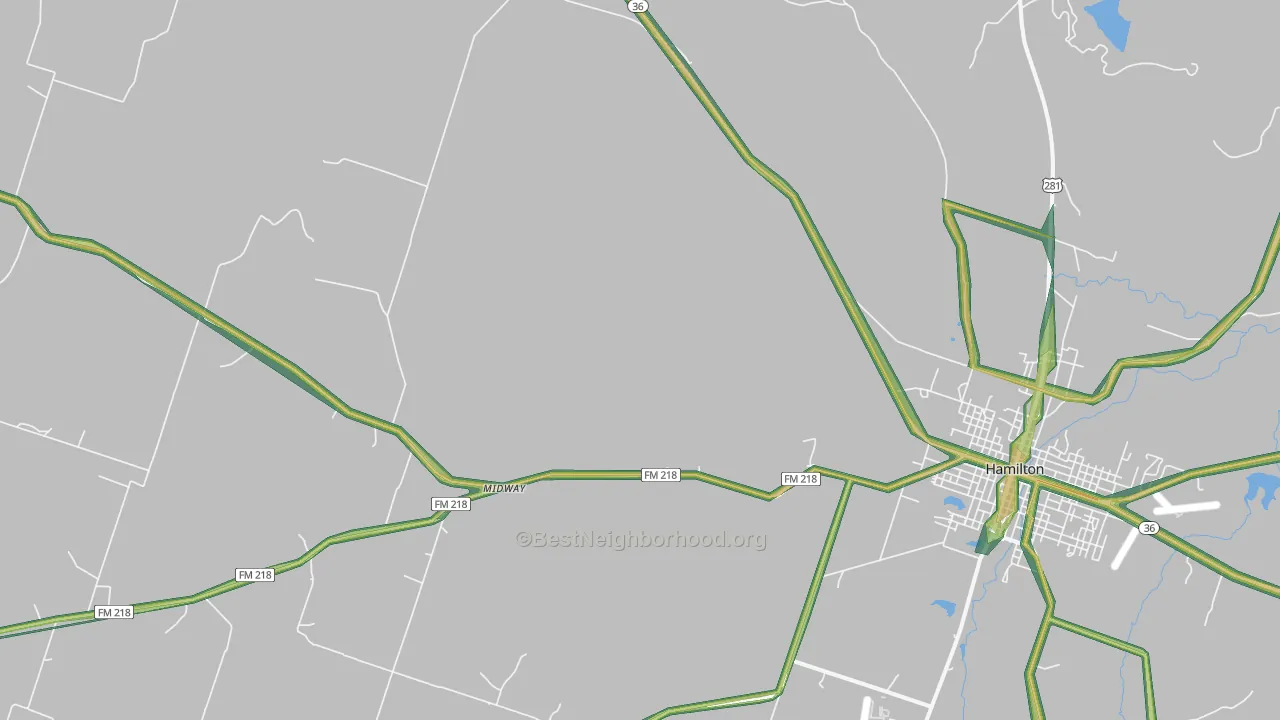 Indian Gap, TX Map of Noise Levels in Indian Gap