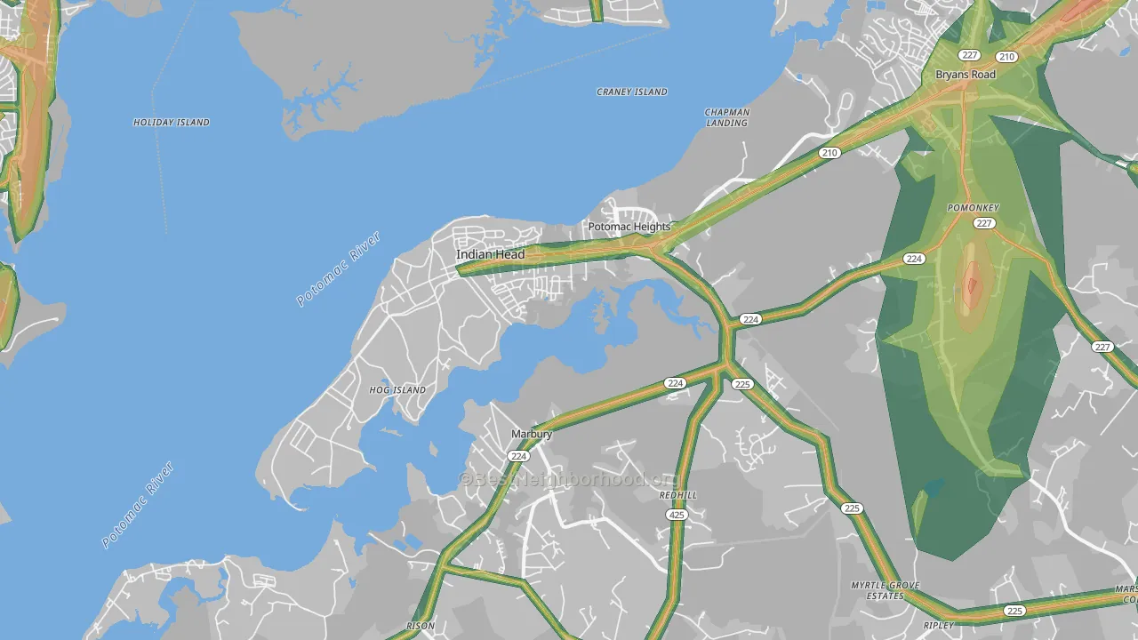 Indian Head, MD Map of Noise Levels in Indian Head