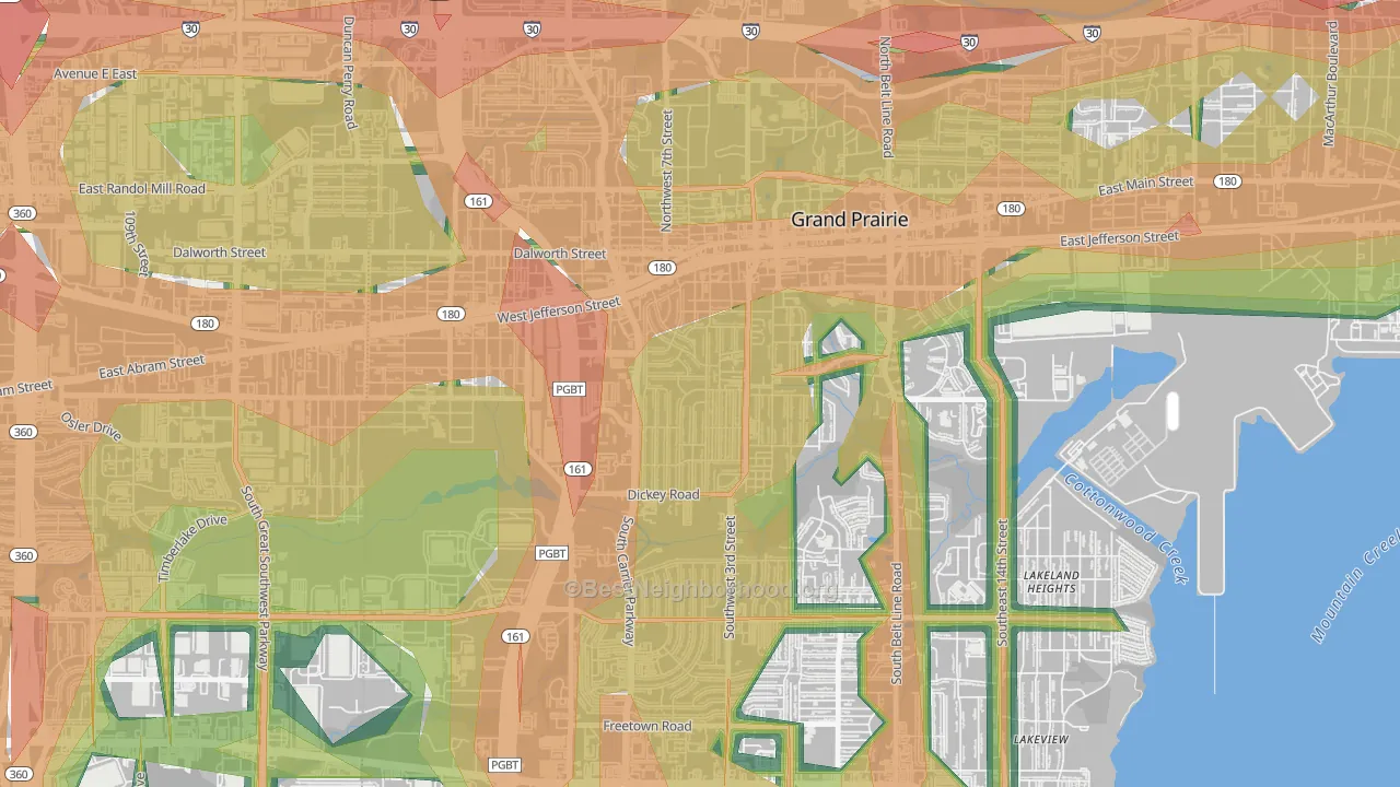 Indian Hills, Grand Prairie, TX Map of Noise Levels in Indian Hills