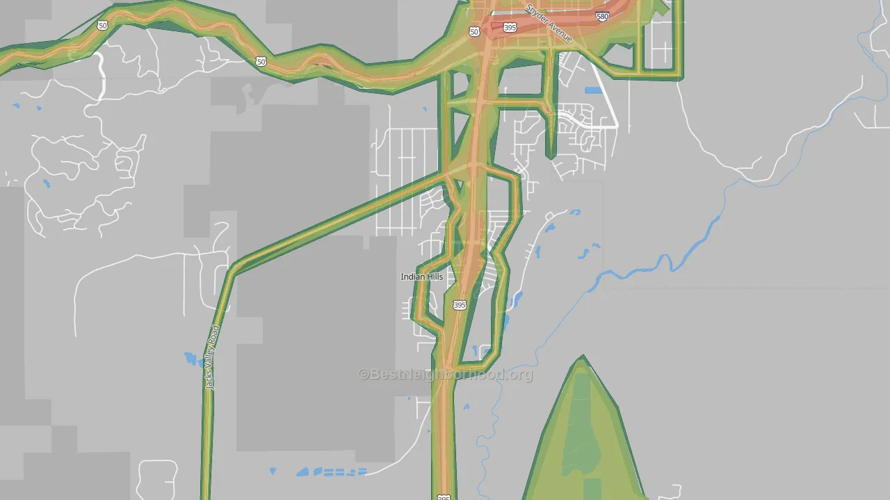 Indian Hills, NV Map of Noise Levels in Indian Hills