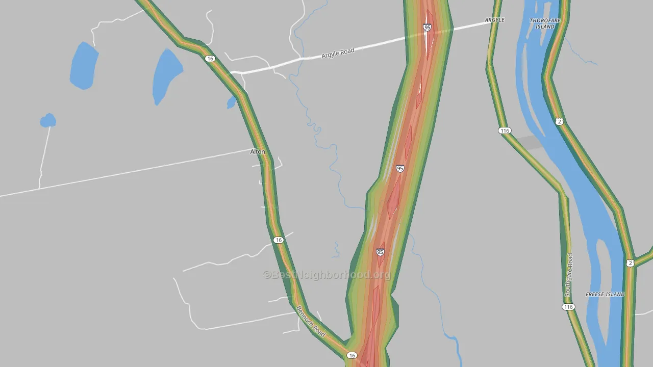 Indian Island Penobscot Indian Reservation, ME Map of Noise Levels in Indian Island Penobscot Indian Reservation