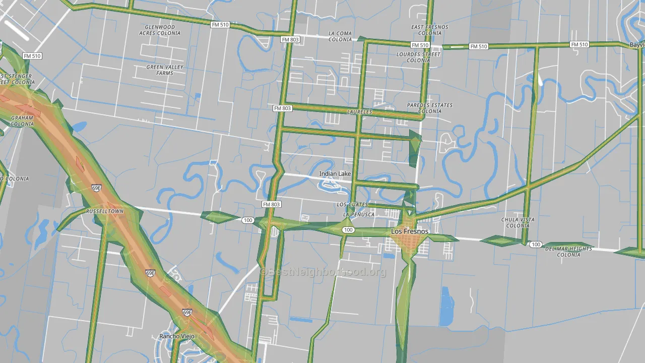 Indian Lake, TX Map of Noise Levels in Indian Lake