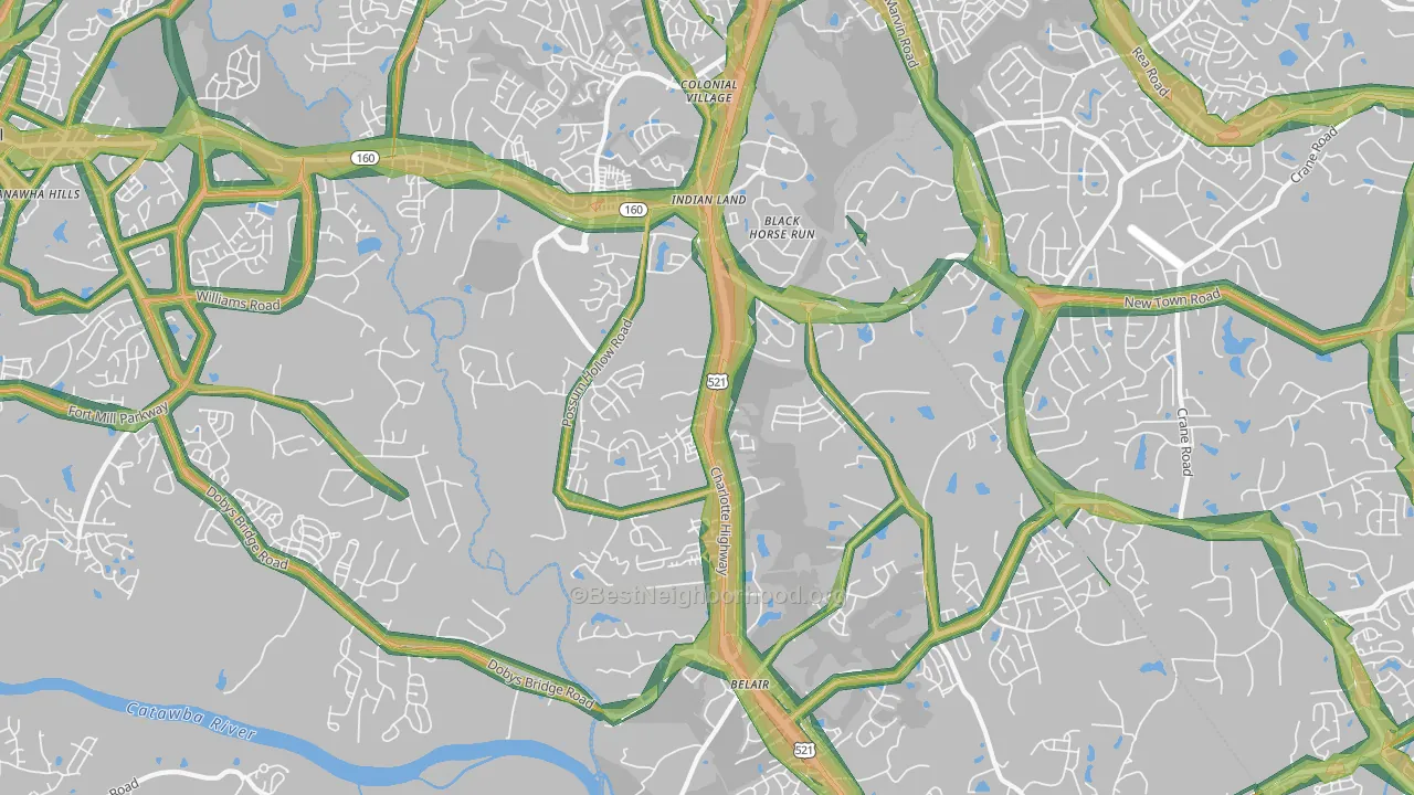 Indian Land, SC Map of Noise Levels in Indian Land