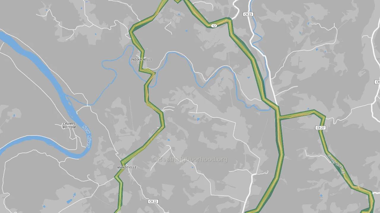 Indian Mills, WV Map of Noise Levels in Indian Mills
