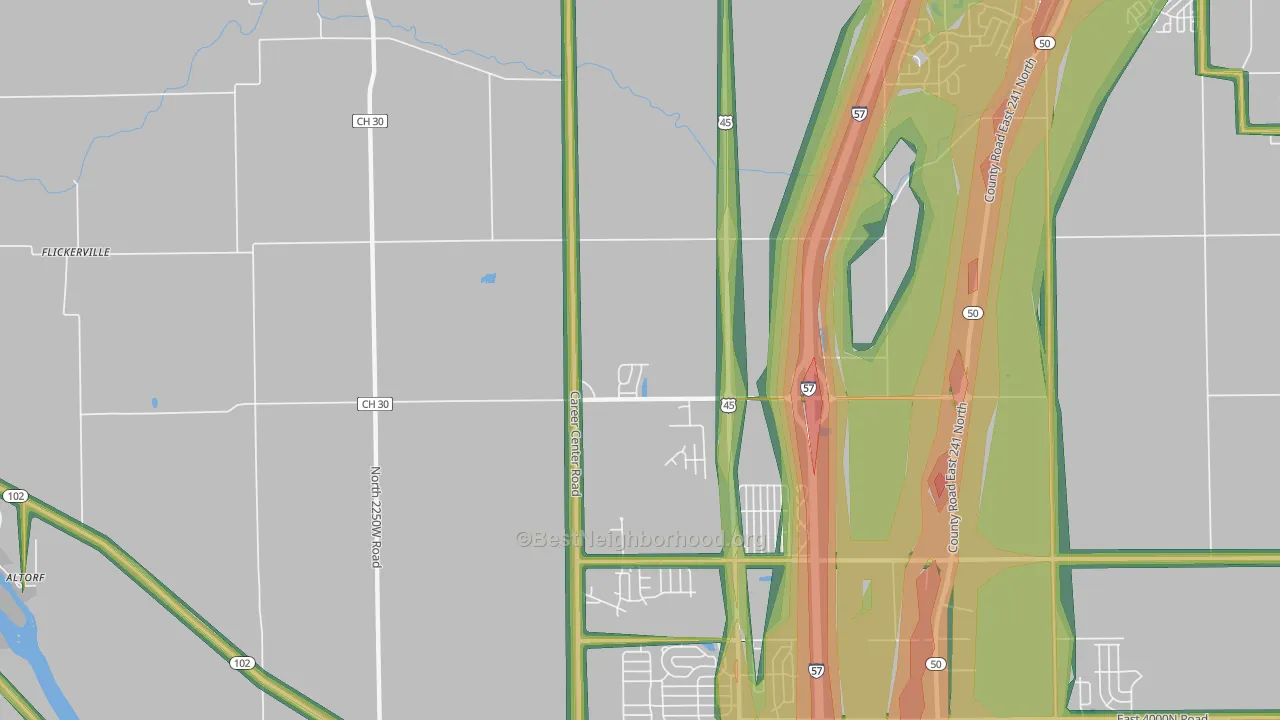 Indian Oaks, IL Map of Noise Levels in Indian Oaks