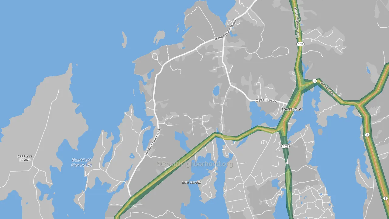 Indian Point, ME Map of Noise Levels in Indian Point