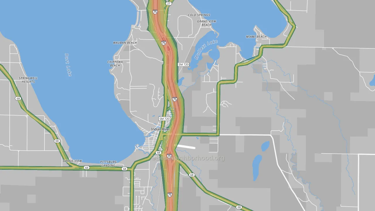 Indian River, MI Map of Noise Levels in Indian River