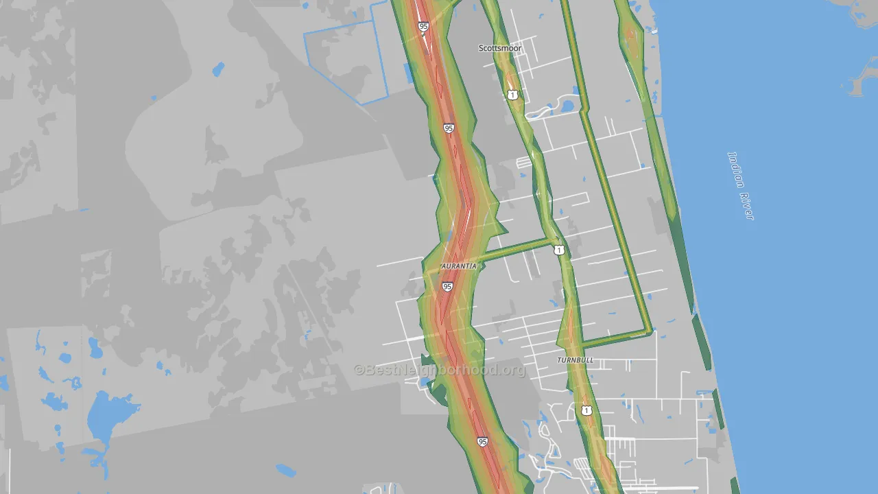 Indian River Park, Mims, FL Map of Noise Levels in Indian River Park