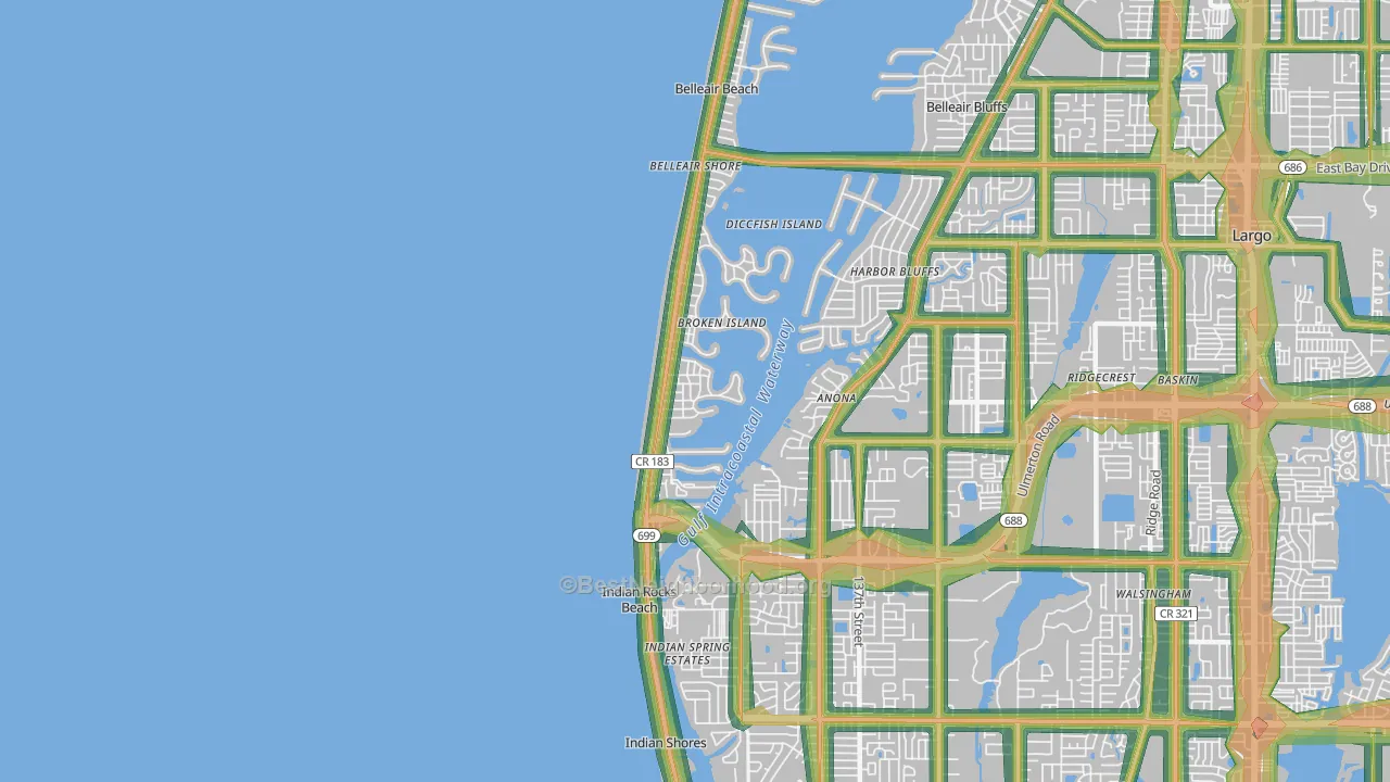 Indian Rocks Beach, FL Map of Noise Levels in Indian Rocks Beach