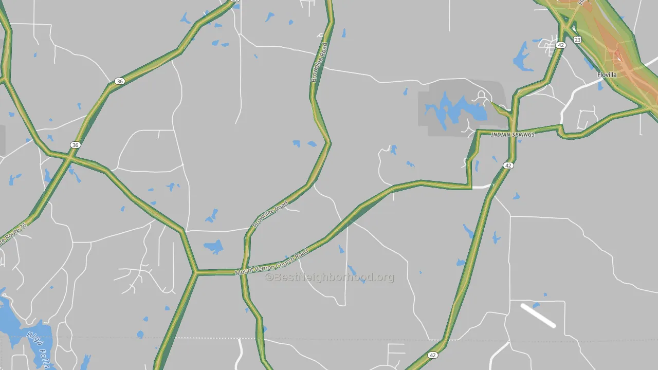 Indian Springs, GA Map of Noise Levels in Indian Springs