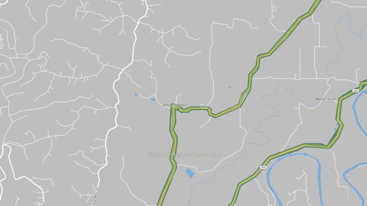 Indian Springs, IN Map of Noise Levels in Indian Springs