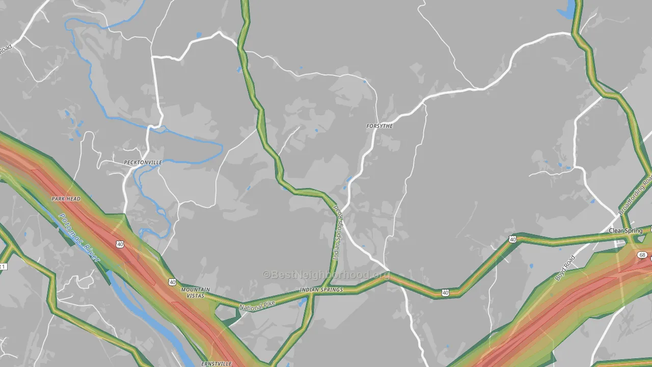 Indian Springs, MD Map of Noise Levels in Indian Springs