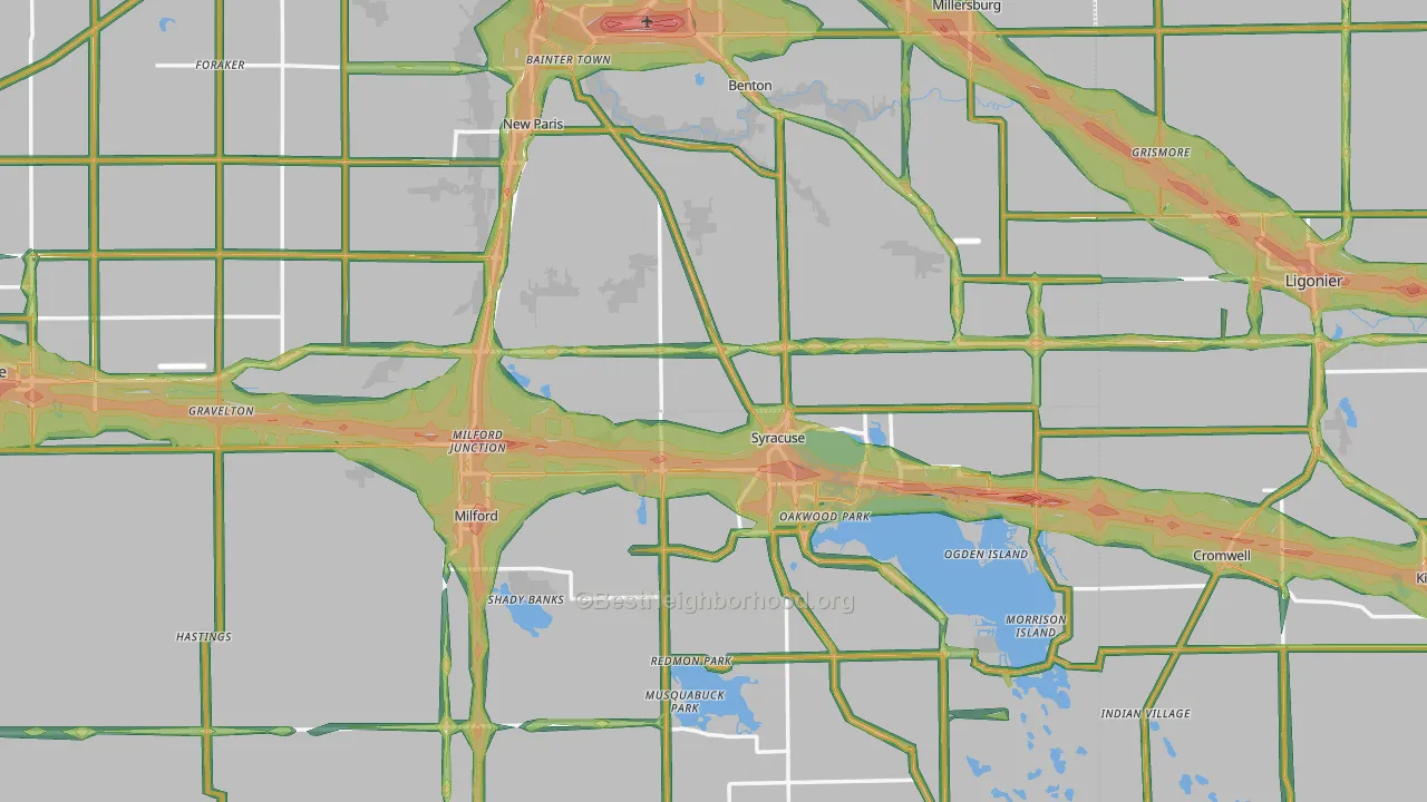 Indian Village, IN Map of Noise Levels in Indian Village