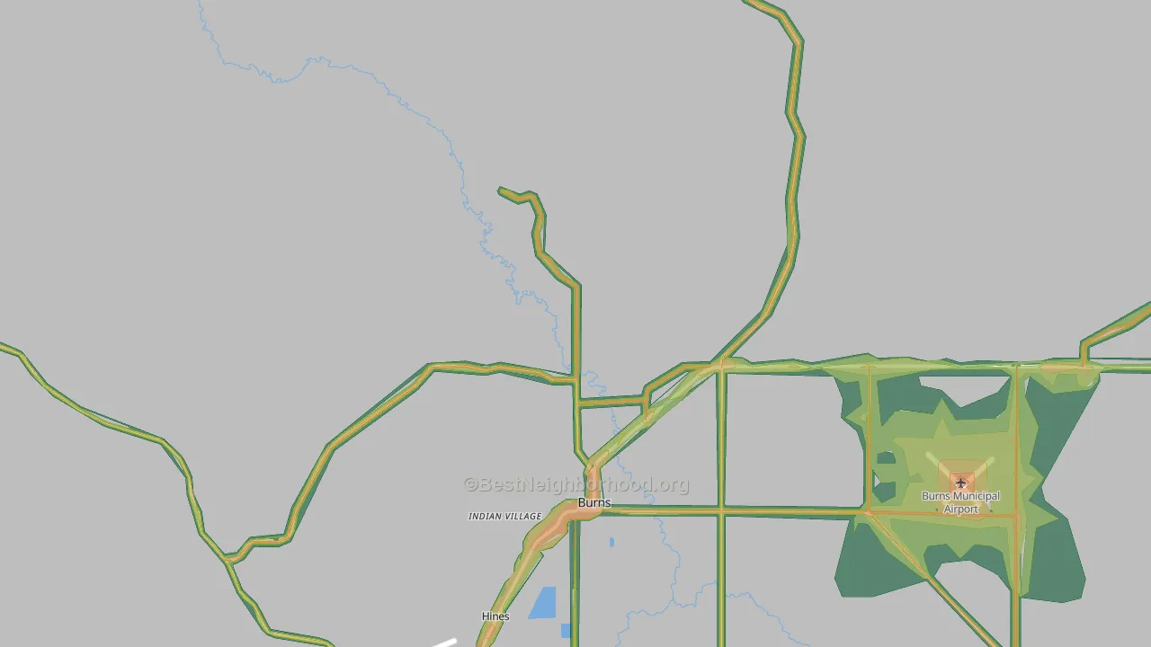 Indian Village, OR Map of Noise Levels in Indian Village