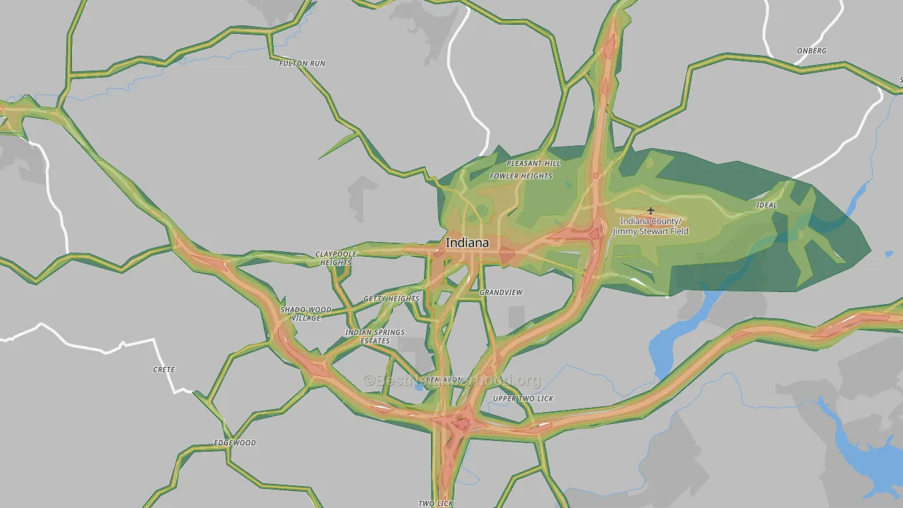Indiana, PA Map of Noise Levels in Indiana