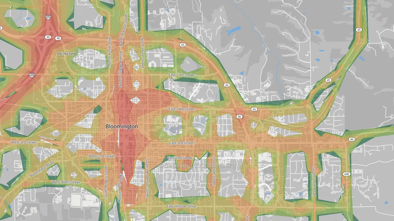 Indiana University, Bloomington, IN Map of Noise Levels in Indiana University