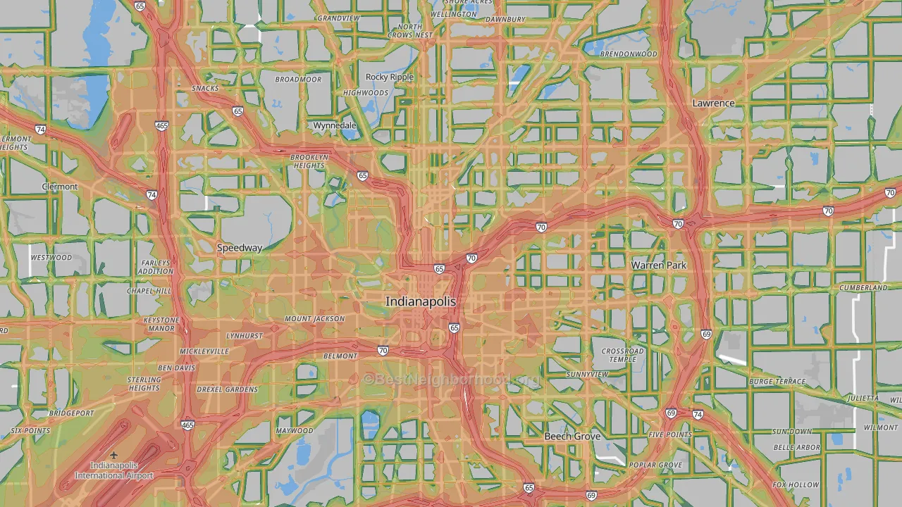 Indianapolis, IN Map of Noise Levels in Indianapolis