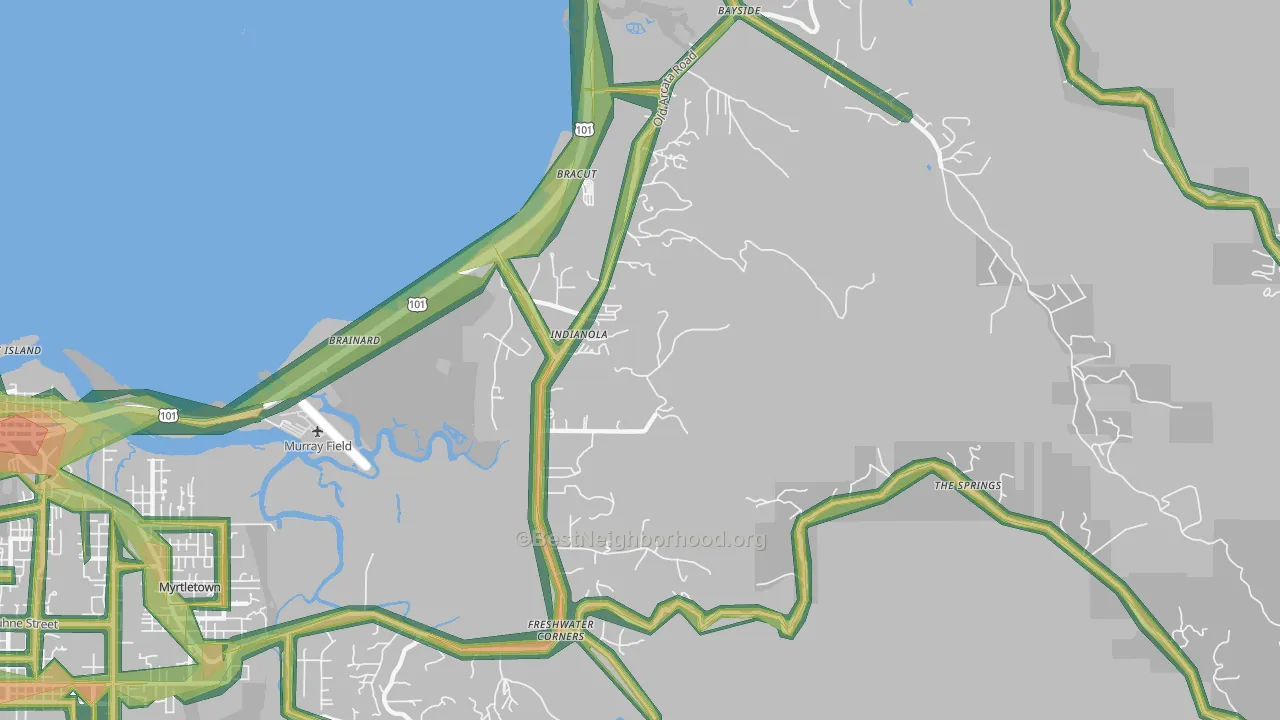 Indianola, CA Map of Noise Levels in Indianola