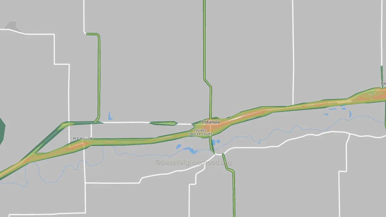 Indianola, NE Map of Noise Levels in Indianola