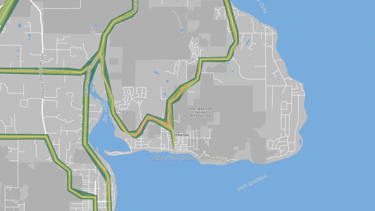 Indianola, WA Map of Noise Levels in Indianola