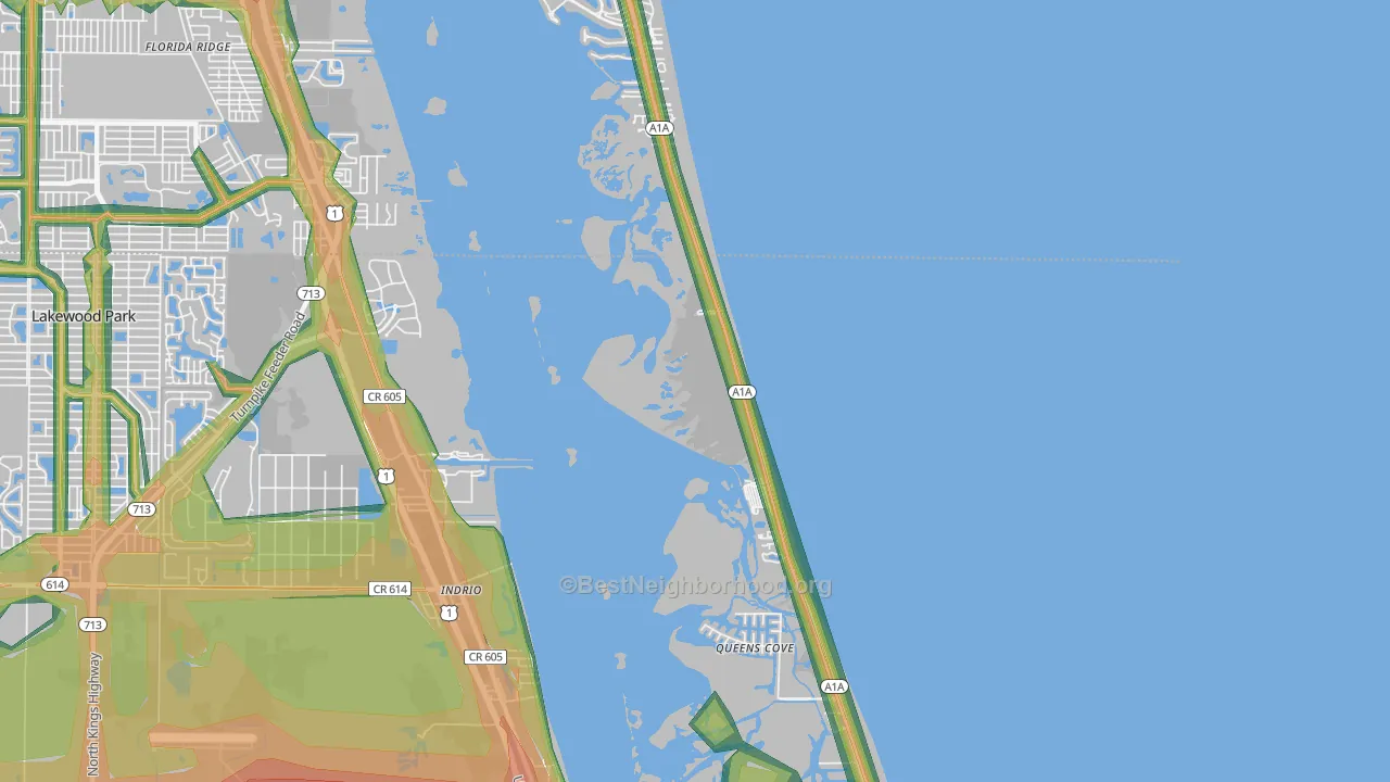 Indrio, FL Map of Noise Levels in Indrio