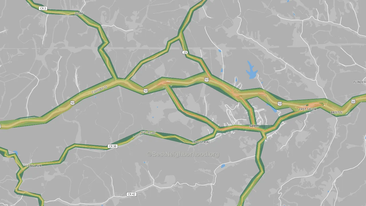 Industrial, WV Map of Noise Levels in Industrial