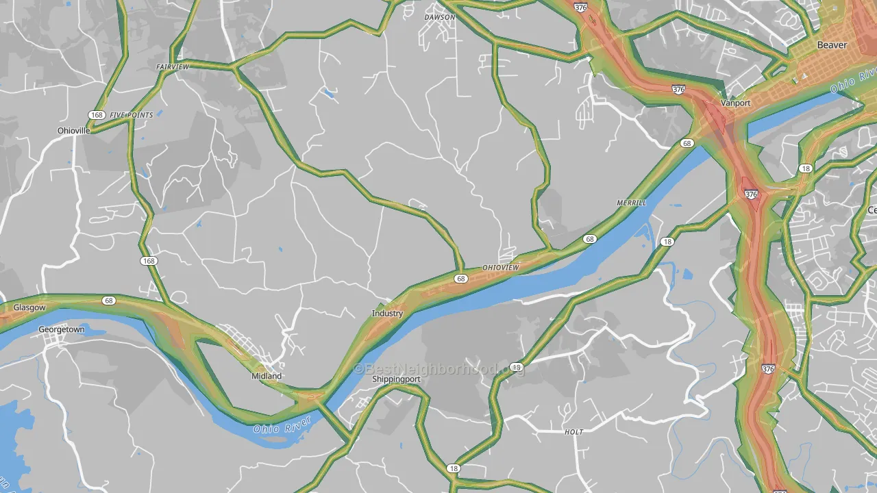 Industry, PA Map of Noise Levels in Industry
