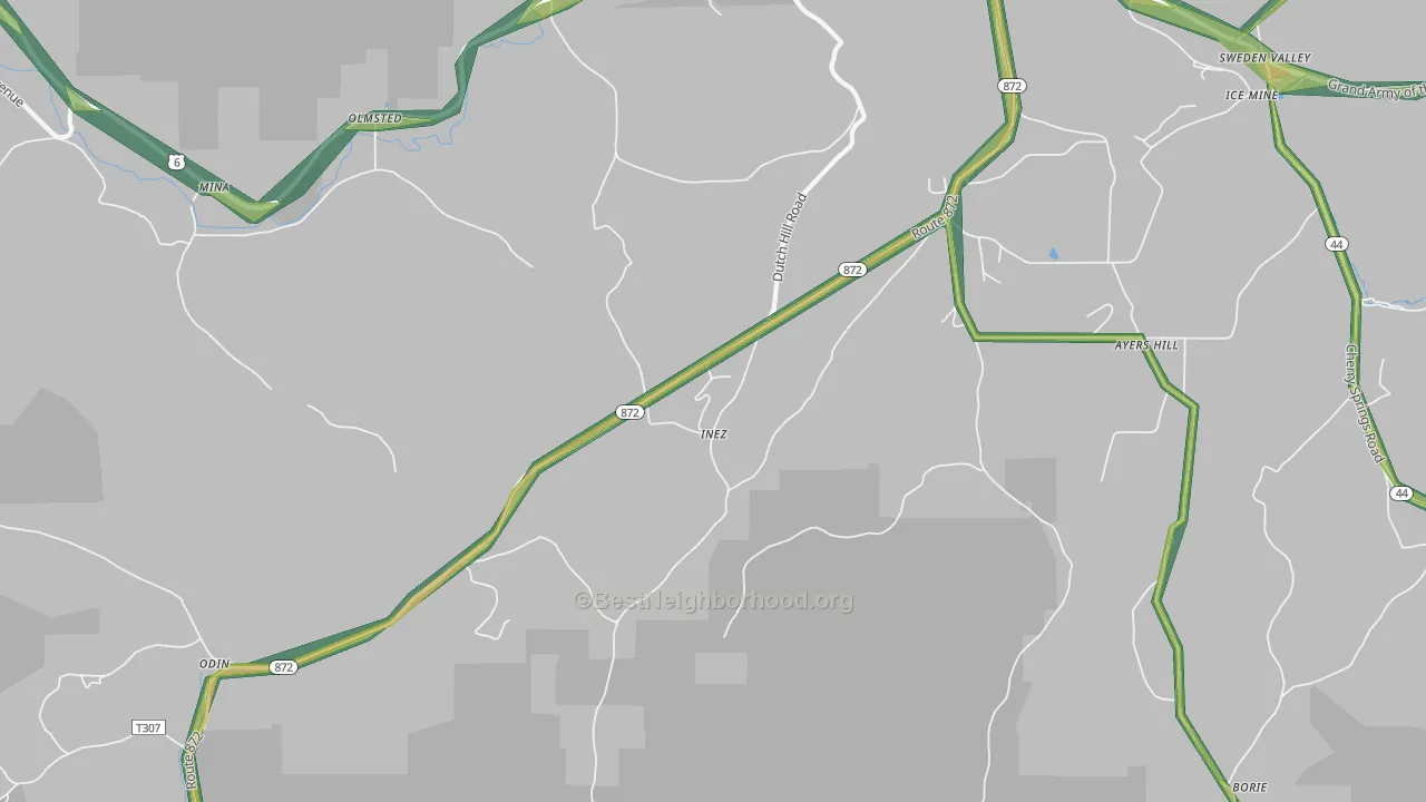 Inez, PA Map of Noise Levels in Inez