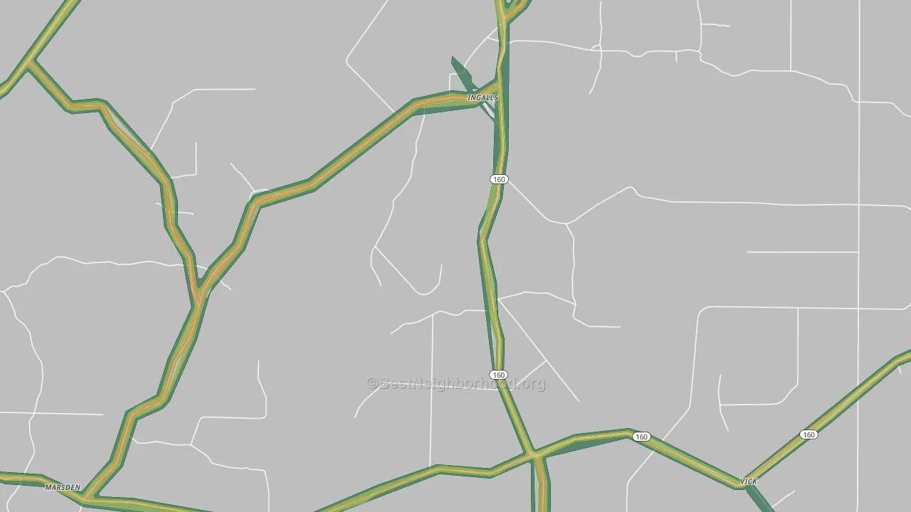 Ingalls, AR Map of Noise Levels in Ingalls