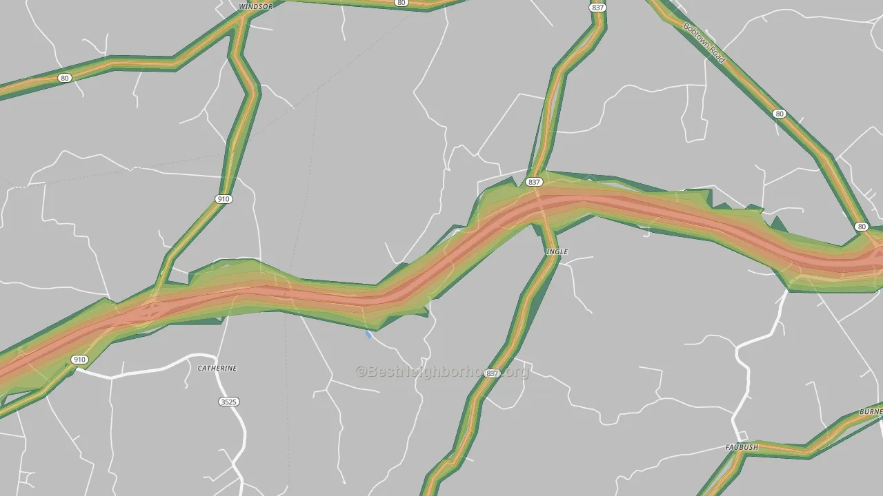 Ingle, KY Map of Noise Levels in Ingle