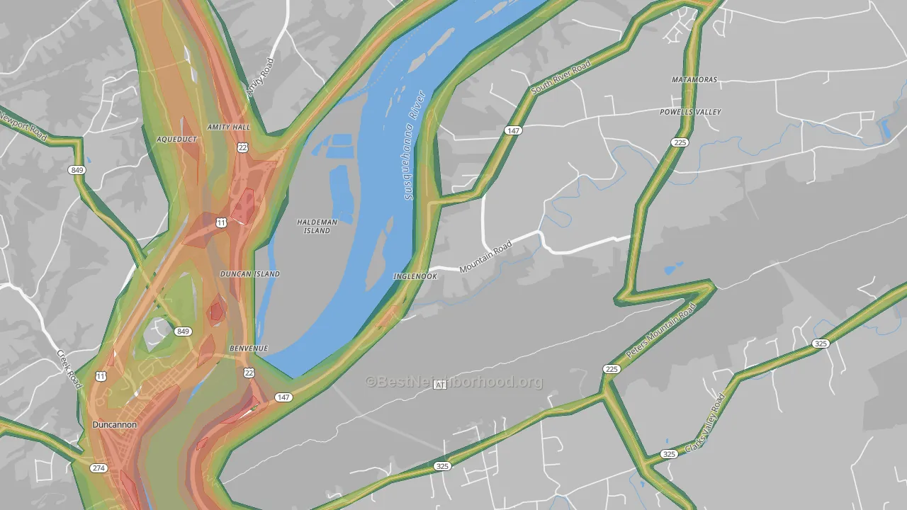 Inglenook, PA Map of Noise Levels in Inglenook